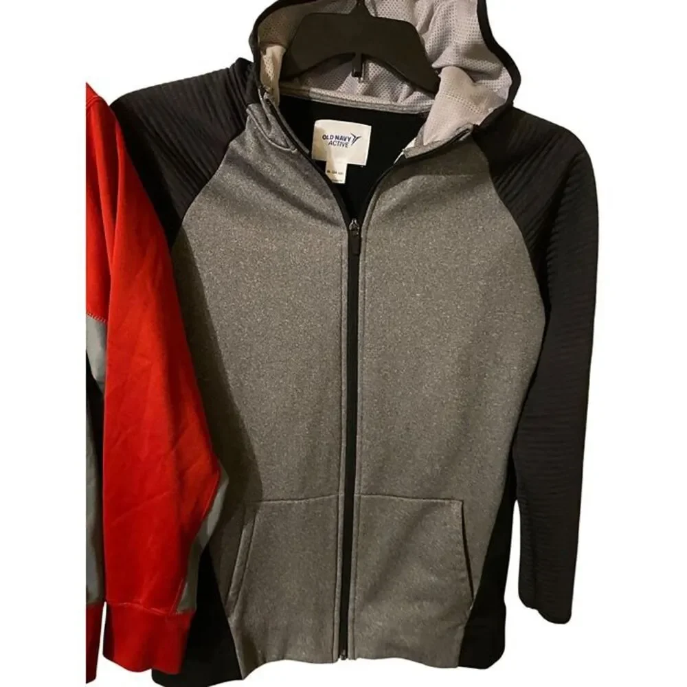 Nike Therma-Fit Red Hoodie & Old Navy Active Gray Zip-Up Hoodie Lg Set 10/12